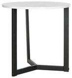 Safavieh Leonard End Table Mid Century Modern White Black Wood Lacquer Coating MDF Iron FOX4213B 683726347354