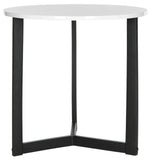 Safavieh Leonard End Table Mid Century Modern White Black Wood Lacquer Coating MDF Iron FOX4213B 683726347354