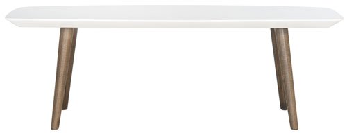 Safavieh Josiah Coffee Table Retro Mid Century Rectangle White Dark Brown Wood Lacquer Coating MDF FOX4216A 683726348436