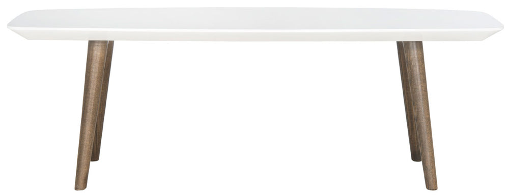 Safavieh Josiah Coffee Table Retro Mid Century Rectangle White Dark Brown Wood Lacquer Coating MDF FOX4216A 683726348436