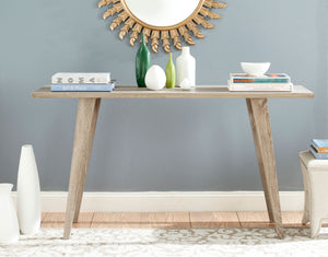 Safavieh Manny Console Retro Mid Century Oak Wood Paper Veneer MDF FOX4220A 683726349846