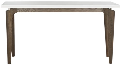 Safavieh Josef Console Retro Floating Top White Dark Brown Wood Lacquer Coating MDF Stainless Steel FOX4222A 683726349907
