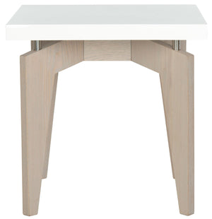 Safavieh Josef End Table Retro Floating Top White Grey Wood Lacquer Coating MDF Stainless Steel FOX4224B 683726350033