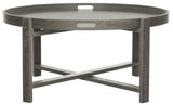 Safavieh Cursten Coffee Table Retro Mid Century Tray Top Dark Grey Wood Water Based Paint MDF Iron FOX4231A 889048200166