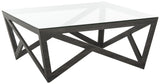 Safavieh Ralston Coffee Table Mid Century Glass Top Dark Grey Wood Water Based Paint MDF FOX4242A 889048200272