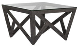 Safavieh Radley Coffee Table Mid Century Glass Top Dark Grey Wood Water Based Paint MDF FOX4243A 889048200289