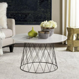 Safavieh Roe Coffee Table Retro Mid Century White Black Wood Laquer Coating PU Powder MDF Iron FOX4244C 889048200319