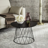 Safavieh Roper End Table Retro Mid Century Black Wood NC Coating Powder MDF Iron FOX4245B 889048200333