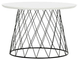 Safavieh Roper End Table Retro Mid Century White Black Wood PU Powder Coating MDF Iron FOX4245C 889048200340