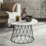 Safavieh Roper End Table Retro Mid Century White Black Wood PU Powder Coating MDF Iron FOX4245C 889048200340