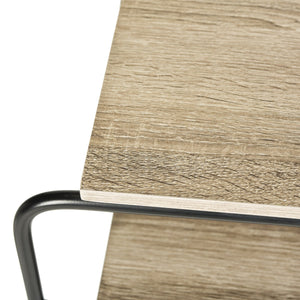 Safavieh Marcel End Table Retro Mid Century Three Tier Light Oak Black Wood NC Coating Powder MDF Iron FOX4252A 889048200418