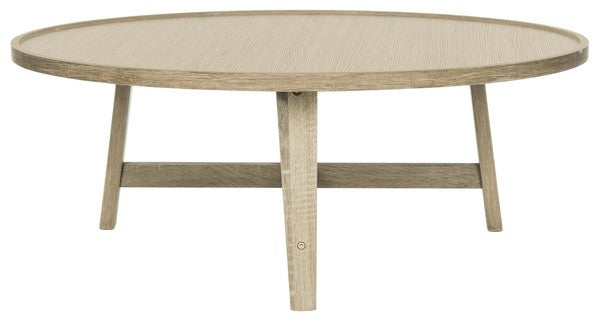 Safavieh Malone Coffee Table Retro Mid Century Light Oak Wood Water Based Paint MDF Iron FOX4257A 889048200463