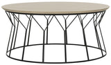 Safavieh Deion Coffee Table Retro Mid Century Light Oak Black Wood NC Coating Powder MDF Iron FOX4259A 889048200494