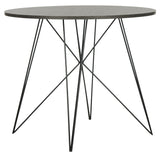 Safavieh Marino Dining Table Round Dark Grey Black Wood NC Coating Powder MDF Iron FOX4260A 889048200517