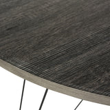 Safavieh Marino Dining Table Round Dark Grey Black Wood NC Coating Powder MDF Iron FOX4260A 889048200517