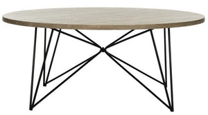 Safavieh Maris Coffee Table Retro Mid Century Light Oak Black Wood NC Coating Powder MDF Iron FOX4261A 889048200524