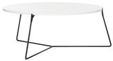 Safavieh Mae Coffee Table Retro Mid Century White Black Wood PU Powder Coating MDF Iron FOX4264B 889048200593