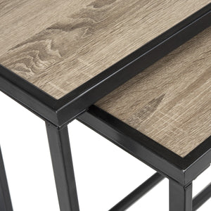 Safavieh Garin Console Retro Mid Century Stacking Light Oak Black Wood NC Coating Powder MDF Iron FOX4267A 889048200623