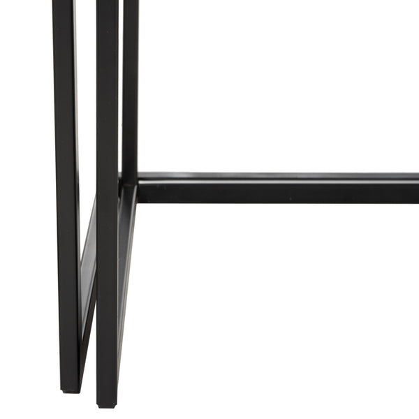 Safavieh Garin Console Retro Mid Century Stacking Light Oak Black Wood NC Coating Powder MDF Iron FOX4267A 889048200623