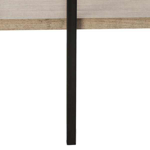 Safavieh Cecilia Etagere Retro Mid Century 5 Tier Oak Black Wood NC Coating Powder MDF W Laminate Iron FOX4271A 889048428744