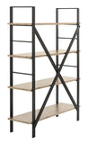 Safavieh Raylan Etagere Retro Midcentury 4 Tier Oak Black Wood NC Coating Powder MDF W Laminate Iron FOX4276A 889048428799