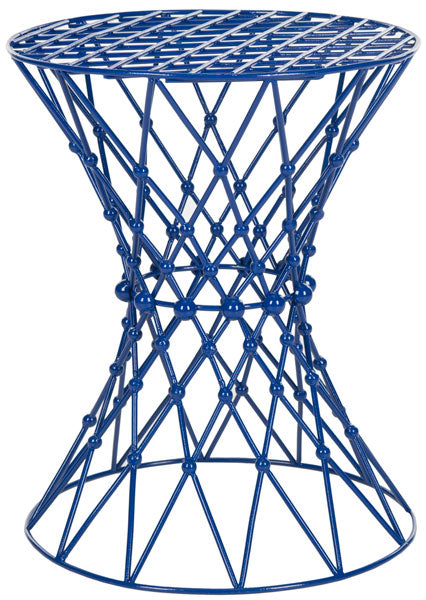 Safavieh Charlotte Stool Iron Wire Dark Blue Metal Powder Coating FOX4501B 683726668435