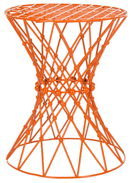 Safavieh Charlotte Stool Iron Wire Orange Metal Powder Coating FOX4501C 683726668442