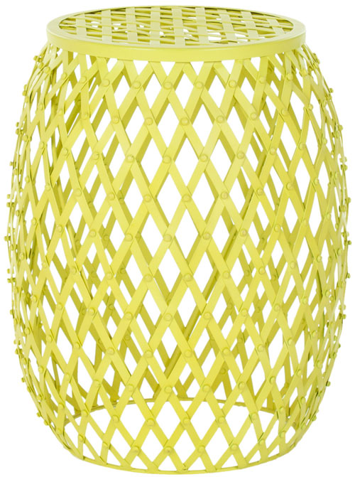 Safavieh Evan Stool Iron Strips Welded Yellow Metal Powder Coating FOX4506A 683726529705