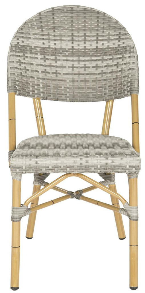 Safavieh - Set of 2 - Barrow Side Chair Indoor Outdoor Stacking Grey Light Brown Rattan PE Wicker Aluminium FOX5203B-SET2 683726770121