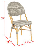 Safavieh - Set of 2 - Barrow Side Chair Indoor Outdoor Stacking Grey Light Brown Rattan PE Wicker Aluminium FOX5203B-SET2 683726770121