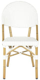 Safavieh - Set of 2 - Barrow Side Chair Indoor Outdoor Stacking White Light Brown Rattan PE Wicker Aluminium FOX5203C-SET2 683726770428