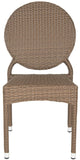 Safavieh - Set of 2 - Valdez Side Chair Indoor Outdoor French Bistro Stacking Brown Silver Rattan PE Wicker Aluminium FOX5204A-SET2 683726770633