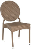 Safavieh - Set of 2 - Valdez Side Chair Indoor Outdoor French Bistro Stacking Brown Silver Rattan PE Wicker Aluminium FOX5204A-SET2 683726770633