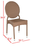 Safavieh - Set of 2 - Valdez Side Chair Indoor Outdoor French Bistro Stacking Brown Silver Rattan PE Wicker Aluminium FOX5204A-SET2 683726770633