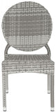 Safavieh - Set of 2 - Valdez Side Chair Indoor Outdoor French Bistro Stacking Grey Silver Rattan PE Wicker Aluminium FOX5204B-SET2 683726771050