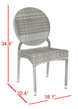 Safavieh - Set of 2 - Valdez Side Chair Indoor Outdoor French Bistro Stacking Grey Silver Rattan PE Wicker Aluminium FOX5204B-SET2 683726771050