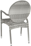 Safavieh - Set of 2 - Valdez Side Chair Indoor Outdoor French Bistro Stacking Grey Silver Rattan PE Wicker Aluminium FOX5205B-SET2 683726771487