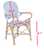 Safavieh - Set of 2 - Hooper Arm Chair Indoor Outdoor Stacking Blue White Light Brown Rattan PE Wicker Aluminium FOX5209A-SET2 683726782308
