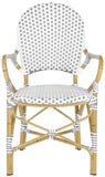 Safavieh - Set of 2 - Hooper Arm Chair Indoor Outdoor Stacking Grey White Light Brown Rattan PE Wicker Aluminium FOX5209B-SET2 683726782339