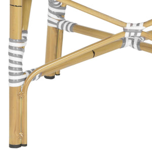 Safavieh - Set of 2 - Hooper Arm Chair Indoor Outdoor Stacking Grey White Light Brown Rattan PE Wicker Aluminium FOX5209B-SET2 683726782339