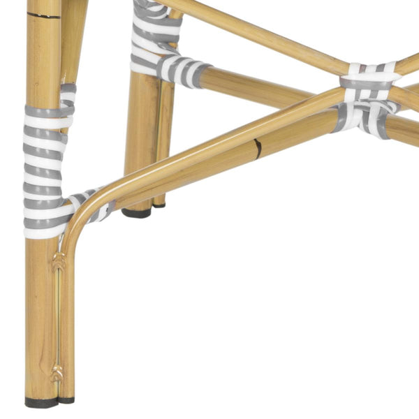 Safavieh - Set of 2 - Hooper Arm Chair Indoor Outdoor Stacking Grey White Light Brown Rattan PE Wicker Aluminium FOX5209B-SET2 683726782339