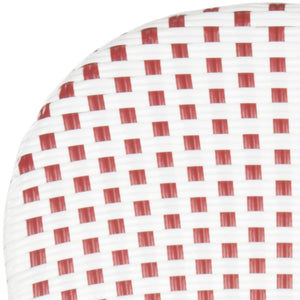 Safavieh - Set of 2 - Hooper Arm Chair Indoor Outdoor Stacking Red White Light Brown Rattan PE Wicker Aluminium FOX5209C-SET2 683726782353