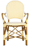 Safavieh - Set of 2 - Hooper Arm Chair Indoor Outdoor Stacking Yellow White Light Brown Rattan PE Wicker Aluminium FOX5209D-SET2 889048057937