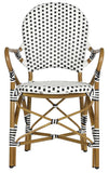 Safavieh - Set of 2 - Hooper Arm Chair Indoor Outdoor Stacking Black White Light Brown Rattan PE Wicker Aluminium FOX5209E-SET2 889048099302