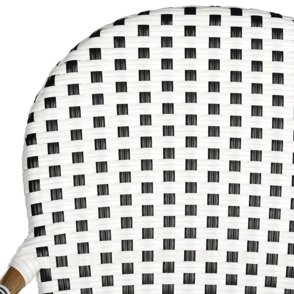 Safavieh - Set of 2 - Hooper Arm Chair Indoor Outdoor Stacking Black White Light Brown Rattan PE Wicker Aluminium FOX5209E-SET2 889048099302