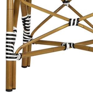 Safavieh - Set of 2 - Hooper Arm Chair Indoor Outdoor Stacking Black White Light Brown Rattan PE Wicker Aluminium FOX5209E-SET2 889048099302