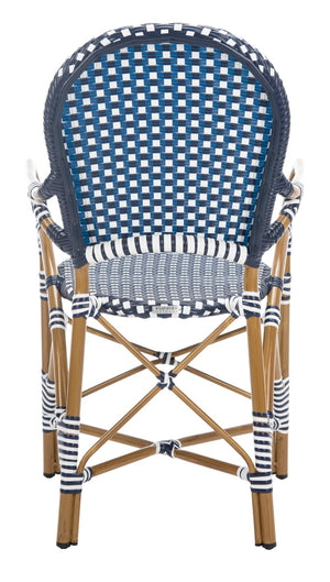 Safavieh - Set of 2 - Hooper Arm Chair Navy / White Pe Wicker, Aluminium FOX5209F-SET2 889048563520