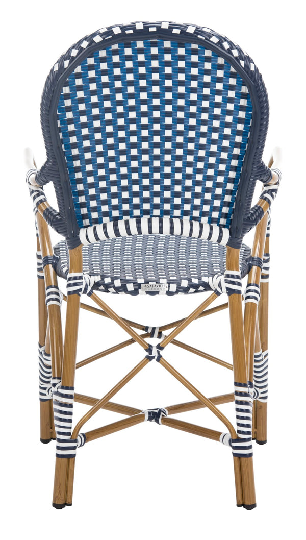 Safavieh - Set of 2 - Hooper Arm Chair Navy / White Pe Wicker, Aluminium FOX5209F-SET2 889048563520