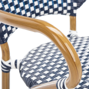 Safavieh - Set of 2 - Hooper Arm Chair Navy / White Pe Wicker, Aluminium FOX5209F-SET2 889048563520