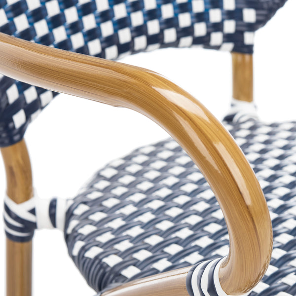 Safavieh - Set of 2 - Hooper Arm Chair Navy / White Pe Wicker, Aluminium FOX5209F-SET2 889048563520